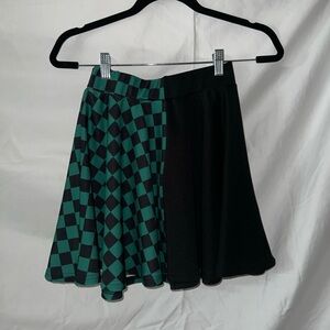 Stylish Black and Green Checkered Women's Skirt